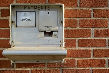 Metal Payment Night Drop Box in Brick Wall