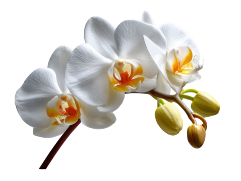 Elegant Orchid: The delicate petals of a pristine white orchid unfurl in a captivating display of natural beauty, creating a serene ambiance
