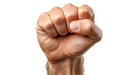 Empowered Hand: A clenched fist symbolizes strength, determination, and unity, captured in striking detail with every knuckle and contour in sharp focus.