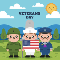 Happy Veterans Day United States of America background vector illustration