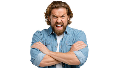 Anger Unleashed: A man displays raw emotion as he conveys an intense state of frustration, the image capturing the unbridled fury and emotional intensity.