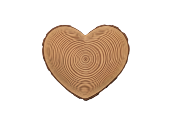 Heart-shaped wood slice displaying natural annual growth rings