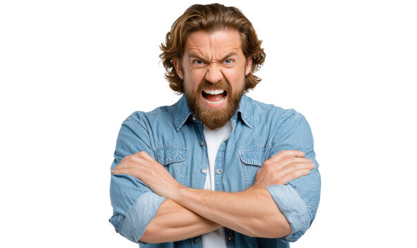 Anger Unleashed: A man displays raw emotion as he conveys an intense state of frustration, the image capturing the unbridled fury and emotional intensity.