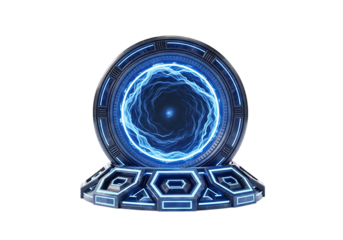 Futuristic blue energy portal with glowing vortex sci-fi gateway