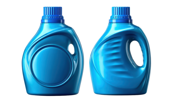 Blue Detergent Bottles: A pair of vibrant blue detergent bottles, showcased with intricate detailing and modern design. The bottles symbolize freshness and efficiency.