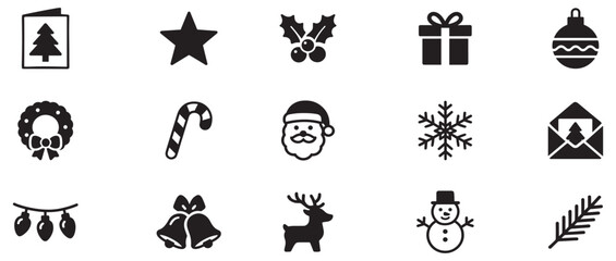 Collection of Christmas icons. Christmas, holiday, and winter icons. Vector Illustration.