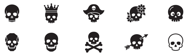 Skull and crossbones. Skull vector icons. Human skull with crossbones. Vector Illustration. Vector Graphic. EPS 10