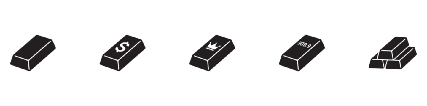 Set of gold bar icons. Business Trading Finance. Gold bars or ingot. Vector illustration. EPS 10