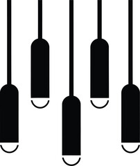 Abstract minimalist arrangement of five hanging pendant lights in silhouette