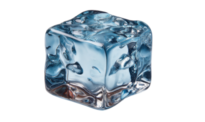 Ice Cube Close-up: a single, glistening ice cube, capturing the purity and transparency of frozen water, ready to cool any beverage. 