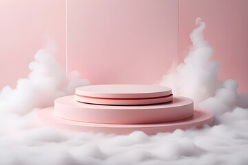 Minimal rose-pink platform with circular Podium