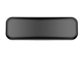 Metal black nameplate with rounded edges isolated on white background 