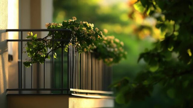 A balcony railing with a planter on top, perfect for outdoor decoration