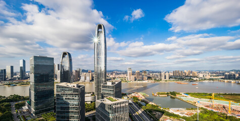 Architectural Scenery of Poly Sky Plaza in Pazhou, Guangzhou, China