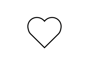 Minimalist heart graphic icon representing affection, love, and care.