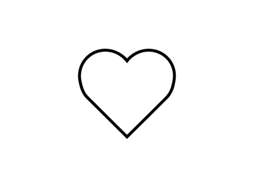 Minimalist heart graphic icon representing affection, love, and care.