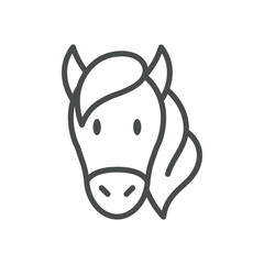 Horse Milk Animal Icon. Thin Line Illustration of Mare Head with Mane for Traditional Kumis Dairy, Farming and Rural Nutrition. Isolated Horse Head Vector Linear Icon.
