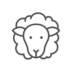 Sheep Milk Animal Icon. Thin Line Illustration of Woolly Sheep Head for Dairy Farm, Cheese Making and Countryside Nutrition. Isolated Sheep Head Vector Linear Icon.

