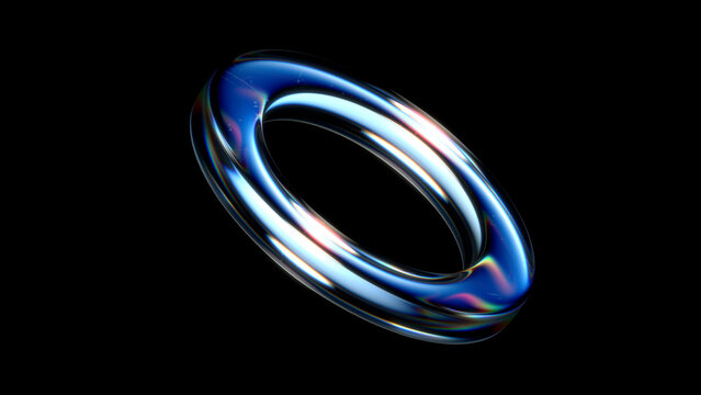 Abstract Glass Circle Transparent Chromatic Aberration on Black Background