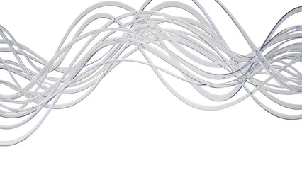 Floating wavy transparent lines framing display white background