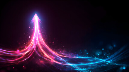 Glowing light stripes forming upward growth arrow