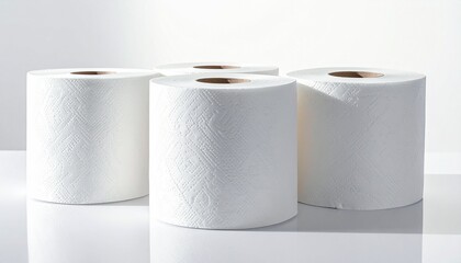 Toilet paper rolls rest in white silence—ritual of domestic care and soft precision, where cylindrical form and clean texture choreograph the emotional architecture of hygiene, routine, and quiet nece