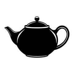 Elegant black silhouette of a classic teapot icon illustration