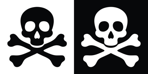 skull and crossbones silhouette vector, skull death vector icon