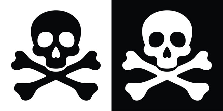 skull and crossbones silhouette vector, skull death vector icon