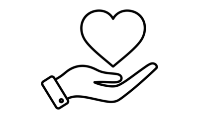 hand holding heart outline