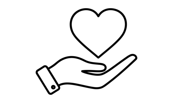 hand holding heart outline
