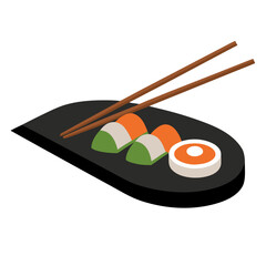 sushi with chopsticks