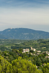 Vinsobres village and Mont Ventoux mountain view Drome France