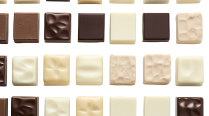 Assortment of chocolate bars isolated on transparent background