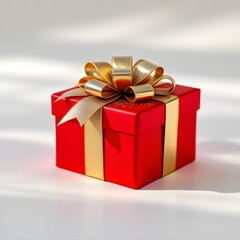 Fototapeta premium Christmas gift bow metallic red, isolated on white