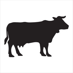 Black Silhouette Cow Icon Facing Right