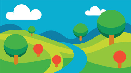 Obraz premium Friendly Cartoon River Scene
