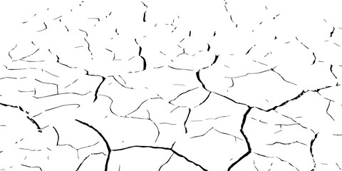 High-contrast black and white cracked earth texture with deep fissures and dried soil patterns. Ideal for environmental themes, drought concepts, abstract backgrounds, and graphic design elements.