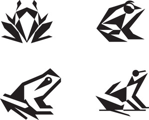 Obraz premium Geometric frog vector group logo icon 