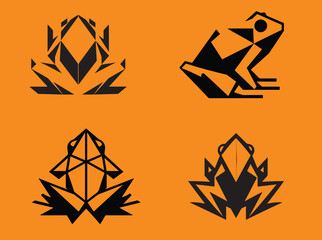Geometric frog vector group logo icon 