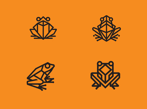 Geometric frog vector group logo icon 