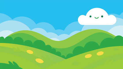 Fototapeta premium Bright Cartoon Valley Landscape
