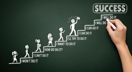 Chalkboard steps to success progression illustration