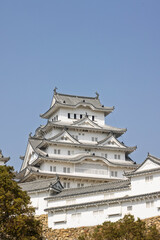 Scenic view Himeji castle with copy space, UNESCO world heritage site in Himeji, Hyogo prefecture in Japan