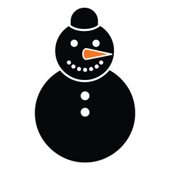 Black Silhouette Snowman with Orange Carrot Nose and Black Buttons winter christmas
