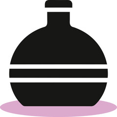 Fototapeta premium Black silhouette of a rounded bottle with white stripes