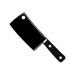 Meat cleaver kitchen utensil vector icon illustration on white