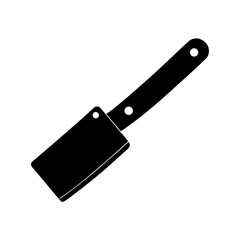 Meat cleaver kitchen tool icon, sharp utensil for chopping food