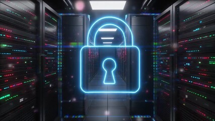 Cybersecurity Concept: Digital Data Protection in Server Room - Powered by Adobe