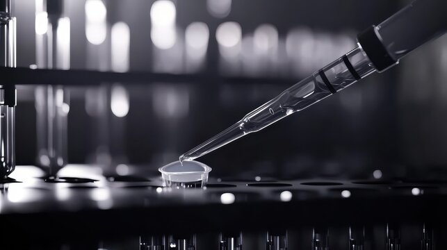 Close up of pipette dispensing liquid onto a microdialysis probe